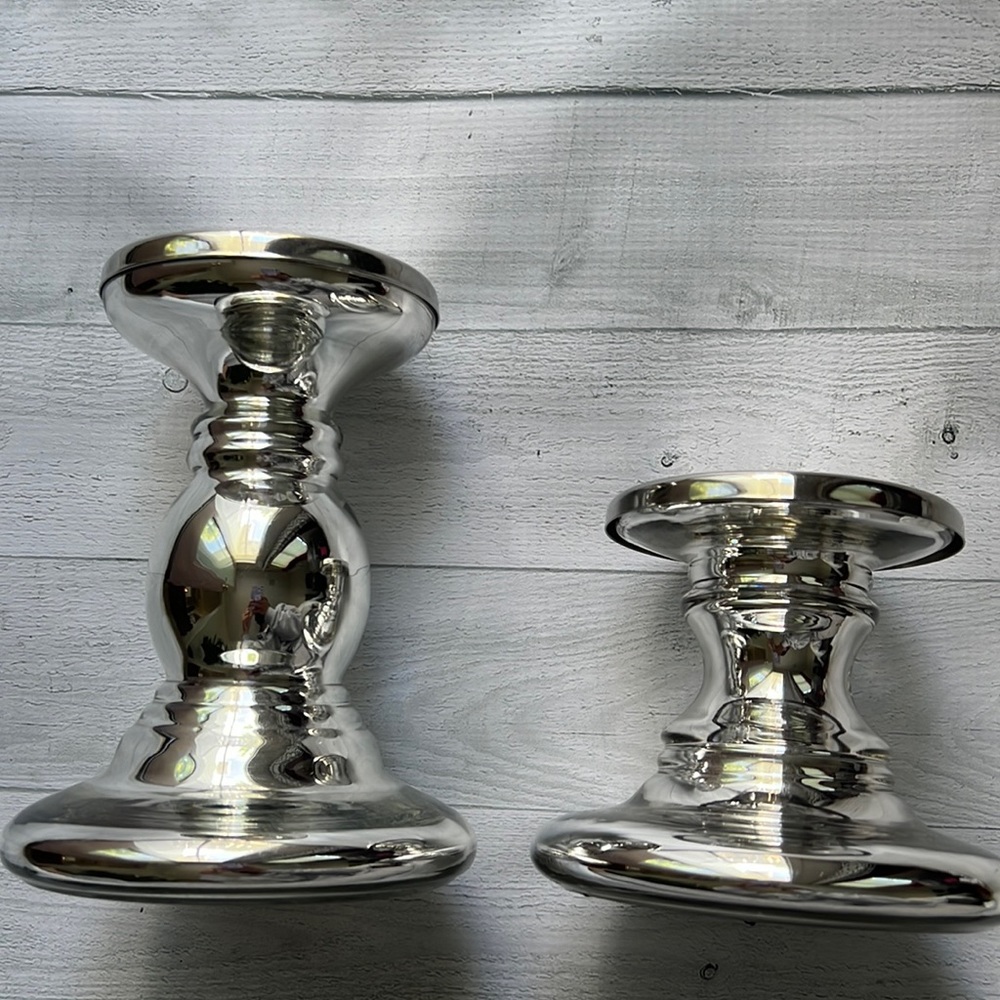 Silver IKEA 4” Shimmer Candle Holders